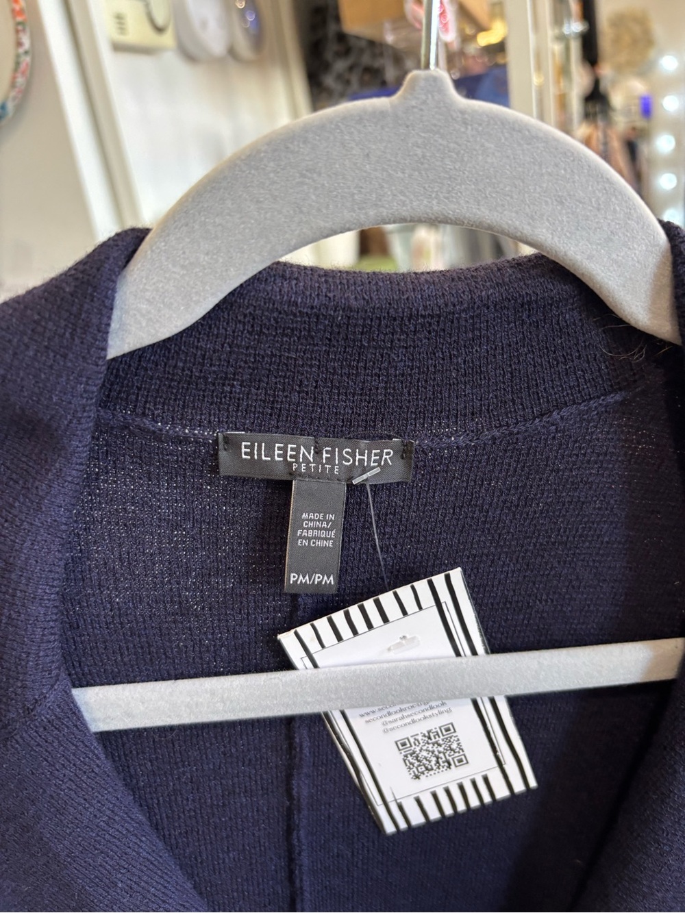 Eileen Fisher Navy Single-Button Knit Blazer - Picture 2 of 3